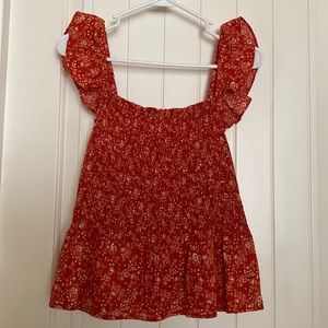 Madewell orange Lucie smocked peplum top Sz 6